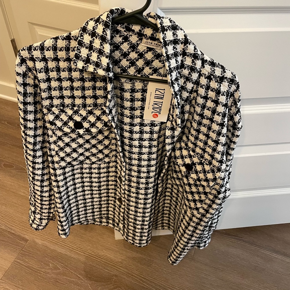12th Tribe Black and White Checkered Top